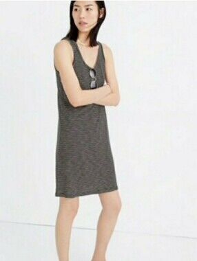 Madewell Black, White and Gold Striped Dress